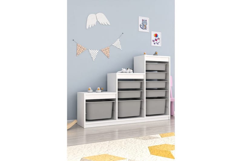 Mobin Oppbevaringsbokser 132 cm - Grafittgrå/Hvit - Oppbevaring - Oppbevaring til småting - Oppbevaringskasse