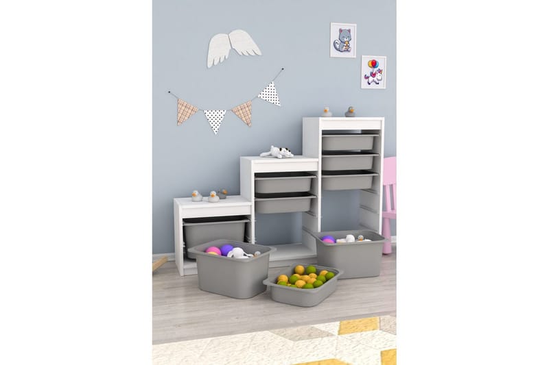 Mobin Oppbevaringsbokser 132 cm - Grafittgrå/Hvit - Oppbevaring - Oppbevaring til småting - Oppbevaringskasse