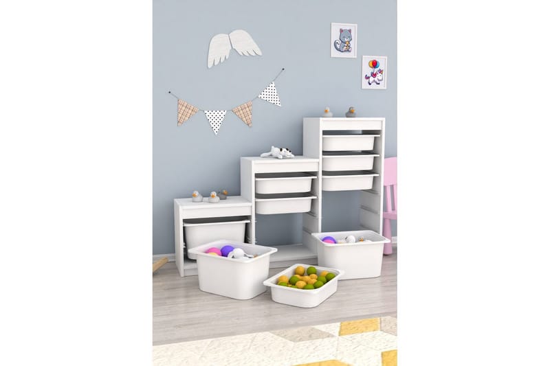 Mobin Oppbevaringsbokser 132 cm - Hvit - Oppbevaring - Oppbevaring til småting - Oppbevaringskasse