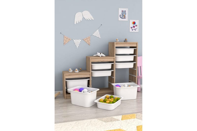 Mobin Oppbevaringsbokser 132 cm - Hvit - Oppbevaring - Oppbevaring til småting - Oppbevaringskasse