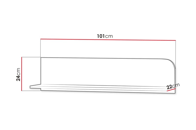 Monfort Vegghylle 101x22 cm - Beige - Oppbevaring - Oppbevaring til småting - Vegghengt oppbevaring