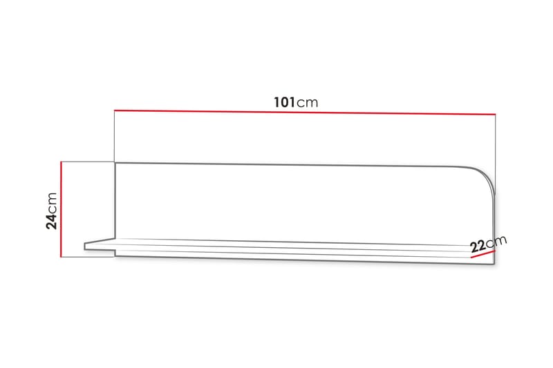 Monfort Vegghylle 101x22 cm - Beige - Oppbevaring - Oppbevaring til småting - Vegghengt oppbevaring