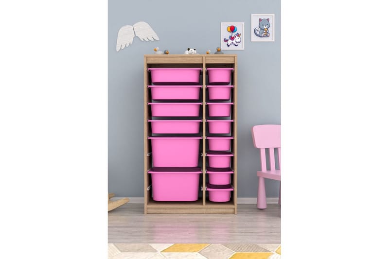 Montana Oppbevaringsbokser 69 cm - Natur/Rosa - Oppbevaring - Oppbevaring til småting - Oppbevaringskasse