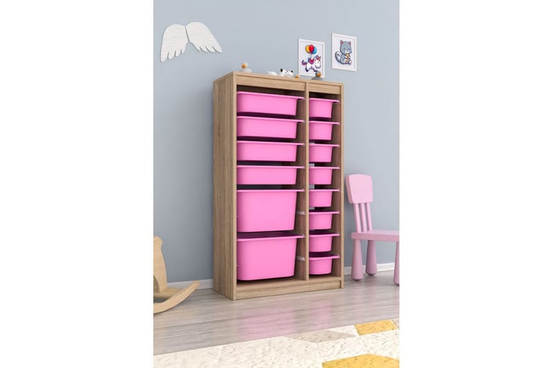 Montana Oppbevaringsbokser 69 cm - Natur/Rosa - Oppbevaring - Oppbevaring til småting - Oppbevaringskasse
