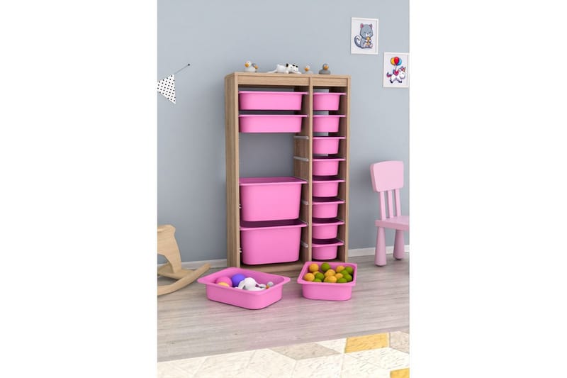 Montana Oppbevaringsbokser 69 cm - Natur/Rosa - Oppbevaring - Oppbevaring til småting - Oppbevaringskasse