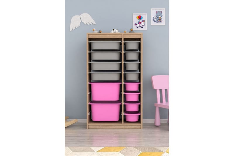 Montana Oppbevaringsbokser 69 cm - Rosa/Grå - Oppbevaring - Oppbevaring til småting - Oppbevaringskasse
