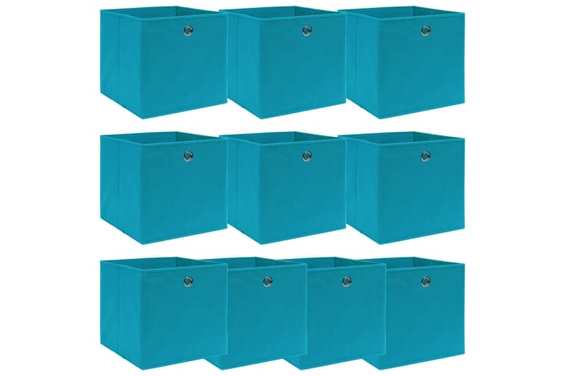 Oppbevaringsbokser 10 stk babyblå 32x32x32 cm stoff - Oppbevaringskasse