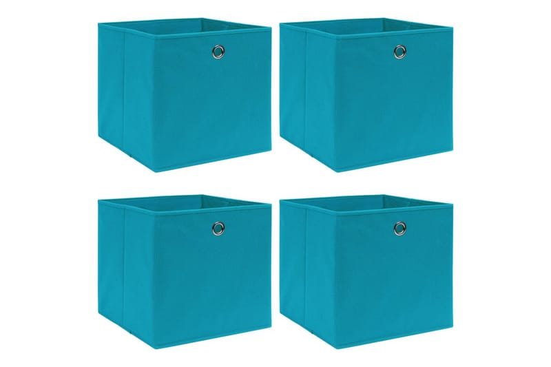 Oppbevaringsbokser 4 stk babyblå 32x32x32 cm stoff - Oppbevaringskasse