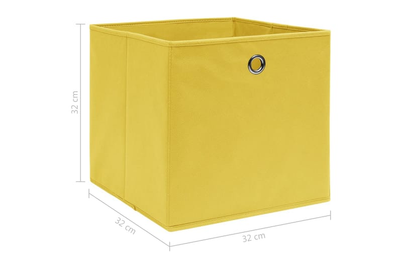 Oppbevaringsbokser 4 stk gul 32x32x32 cm stoff - Oppbevaringskasse