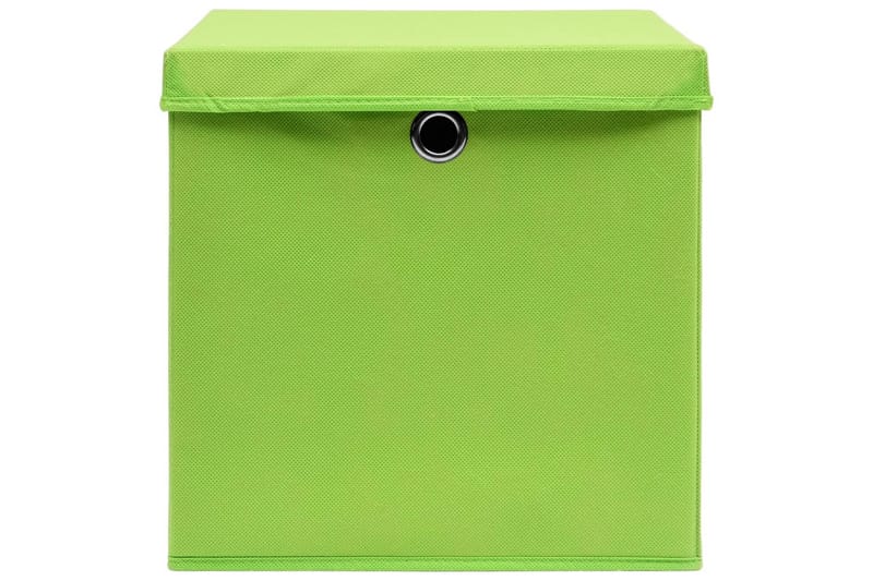 Oppbevaringsbokser med deksler 10 stk 28x28x28 cm grønn - Grøn - Oppbevaringskasse
