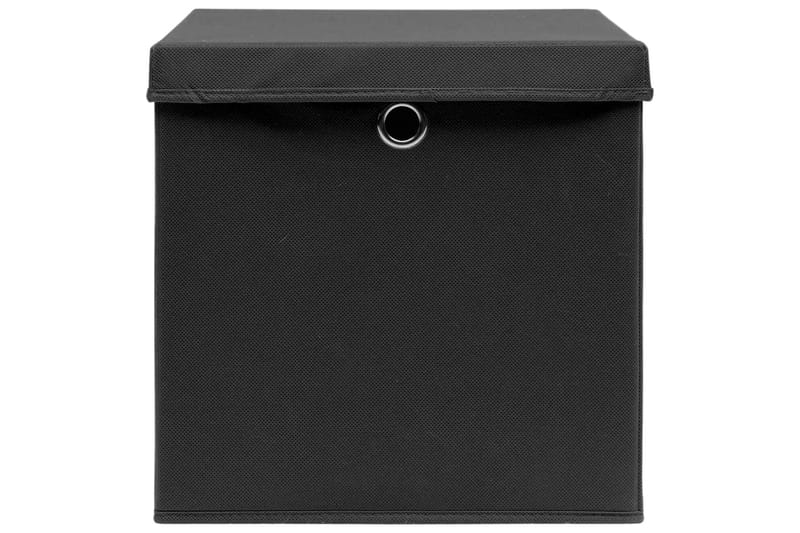 Oppbevaringsbokser med deksler 10 stk 28x28x28 cm svart - Svart - Oppbevaringskasse
