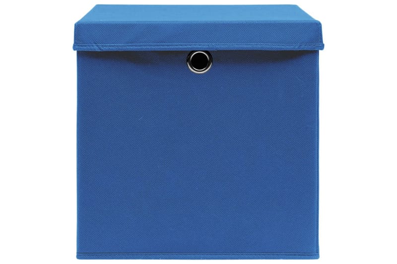 Oppbevaringsbokser med lokk 10 stk blå 32x32x32 cm stoff - Oppbevaringskasse