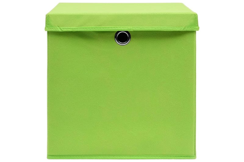 Oppbevaringsbokser med lokk 10 stk grønn 32x32x32 cm stoff - Oppbevaringskasse