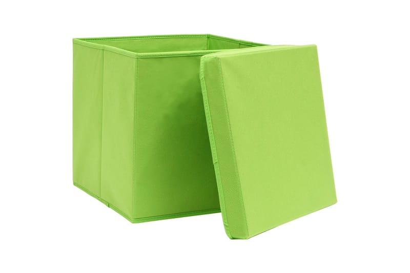 Oppbevaringsbokser med lokk 10 stk grønn 32x32x32 cm stoff - Oppbevaringskasse
