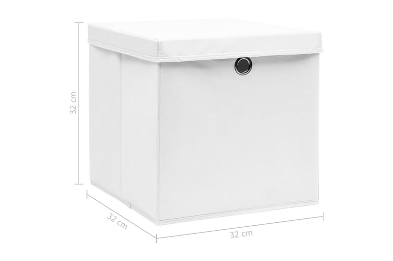 Oppbevaringsbokser med lokk 10 stk hvit 32x32x32 cm stoff - Oppbevaringskasse