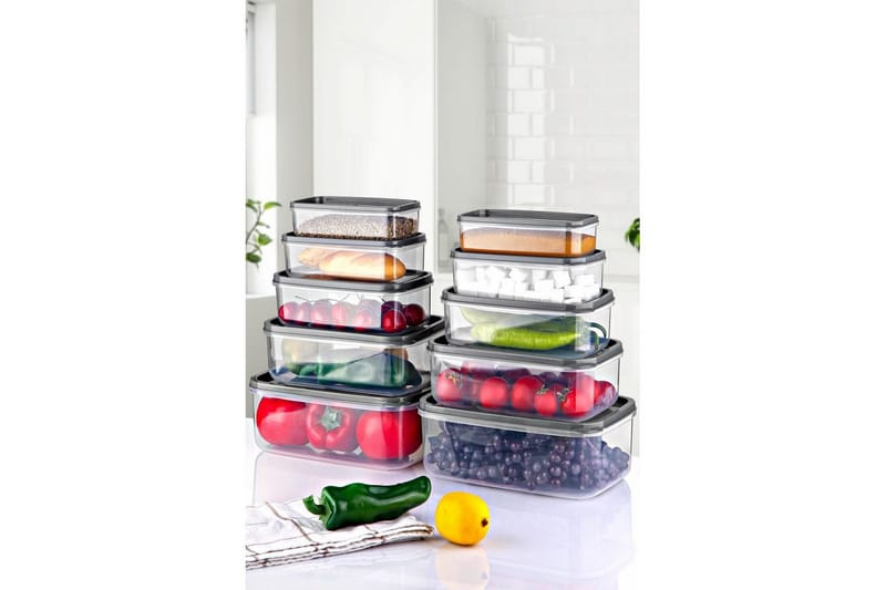 Oppbevaringsbokssett (10 deler) Quantis Gjennomsiktig - Ivory - Oppbevaring - Oppbevaring til småting