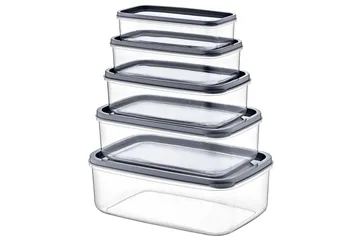 Oppbevaringsboks sett (5 deler) Quantis Gjennomsiktig - Multifarget - Oppbevaring - Oppbevaring til småting - Oppbevaringskasse - Plastkurv & plastboks