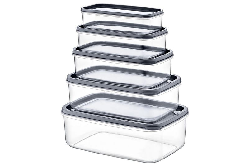 Oppbevaringsboks sett (5 deler) Quantis Gjennomsiktig - Multifarget - Oppbevaring - Oppbevaring til småting - Oppbevaringskasse - Plastkurv & plastboks