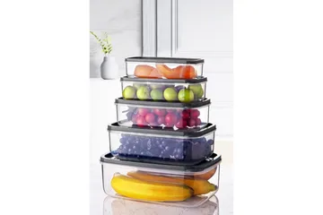 Oppbevaringsboks sett (5 deler) Quantis Gjennomsiktig - Multifarget - Oppbevaring - Oppbevaring til småting - Oppbevaringskasse - Plastkurv & plastboks