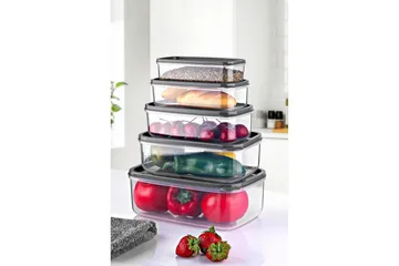 Oppbevaringsboks sett (5 deler) Quantis Gjennomsiktig - Multifarget - Oppbevaring - Oppbevaring til småting - Oppbevaringskasse - Plastkurv & plastboks