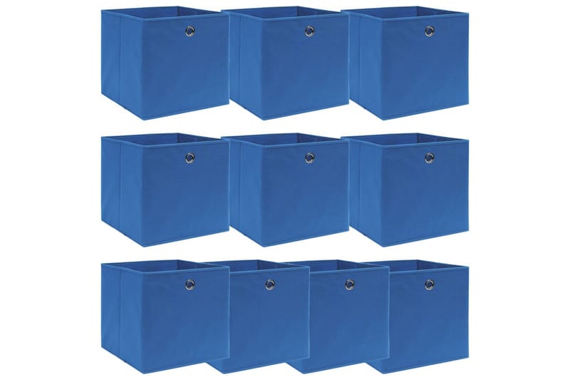 Oppbevaringsbokser 10 stk blå 32x32x32 cm stoff - Oppbevaringskasse