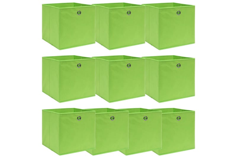 Oppbevaringsbokser 10 stk grønn 32x32x32 cm stoff - Oppbevaringskasse