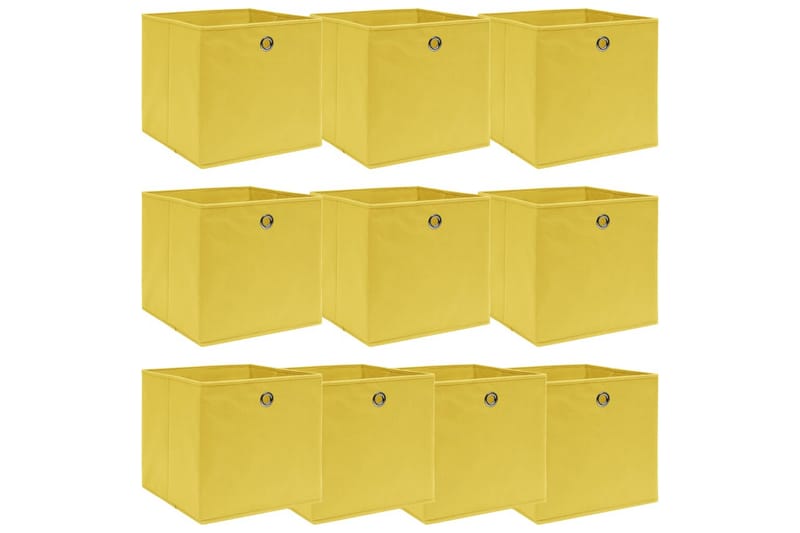 Oppbevaringsbokser 10 stk gul 32x32x32 cm stoff - Oppbevaringskasse