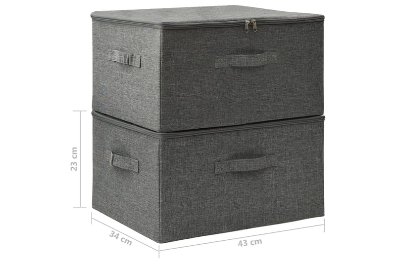 Oppbevaringsbokser 2 stk stoff 43x34x23 cm antrasitt - Antrasittgrå - Oppbevaringskasse