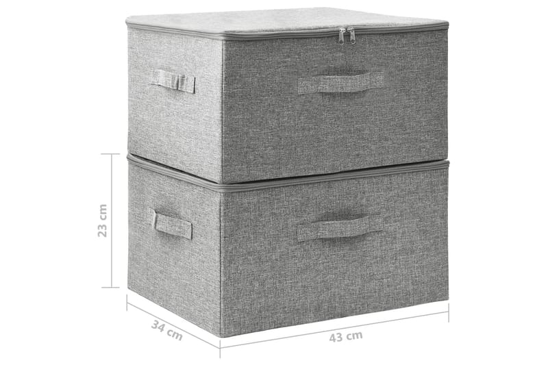 Oppbevaringsbokser 2 stk stoff 43x34x23 cm grå - Grå - Oppbevaringskasse