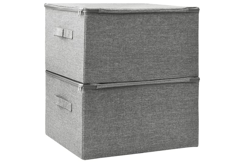 Oppbevaringsbokser 2 stk stoff 43x34x23 cm grå - Grå - Oppbevaringskasse