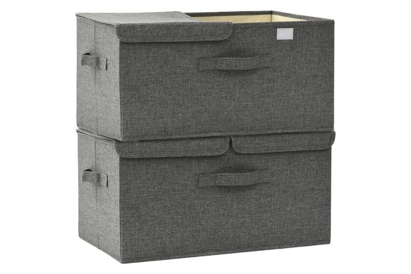 Oppbevaringsbokser 2 stk stoff 50x30x25 cm antrasitt - Antrasittgrå - Oppbevaringskasse