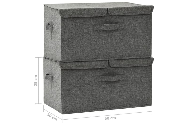 Oppbevaringsbokser 2 stk stoff 50x30x25 cm antrasitt - Antrasittgrå - Oppbevaringskasse