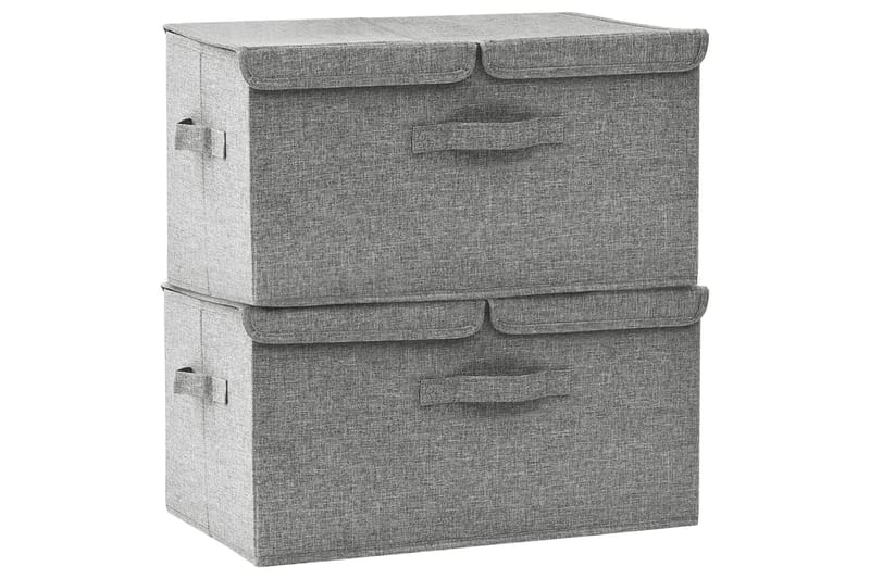 Oppbevaringsbokser 2 stk stoff 50x30x25 cm grå - Grå - Oppbevaringskasse