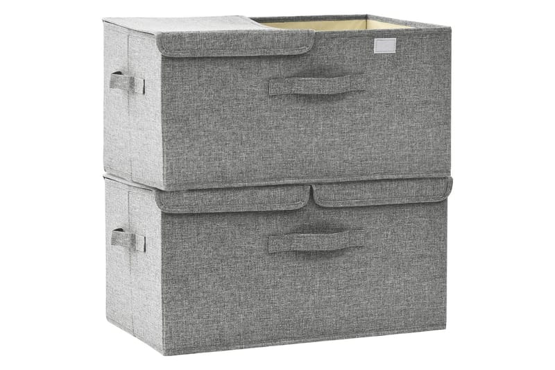 Oppbevaringsbokser 2 stk stoff 50x30x25 cm grå - Grå - Oppbevaringskasse
