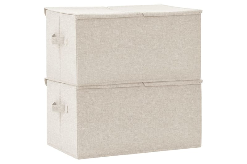 Oppbevaringsbokser 2 stk stoff 50x30x25 cm kremhvit - Krem - Oppbevaringskasse