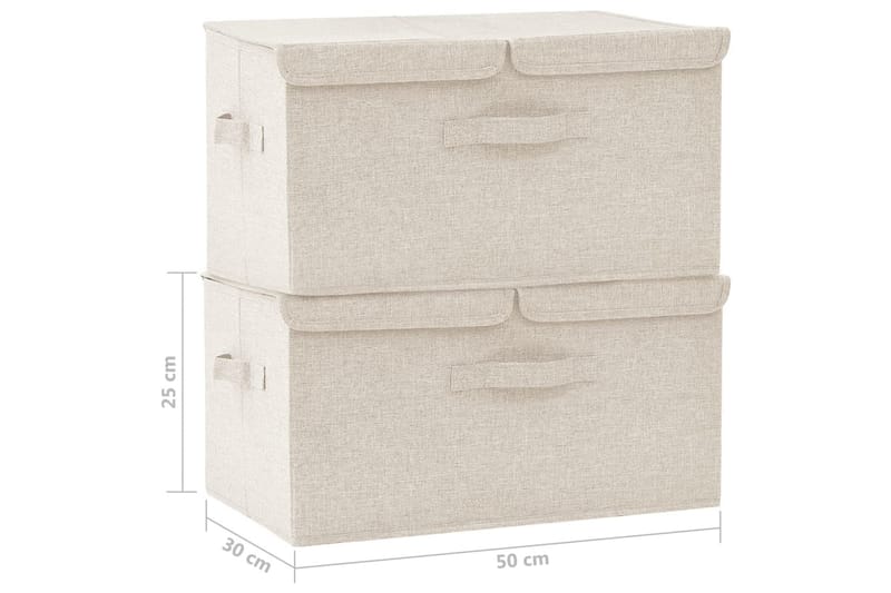 Oppbevaringsbokser 2 stk stoff 50x30x25 cm kremhvit - Krem - Oppbevaringskasse
