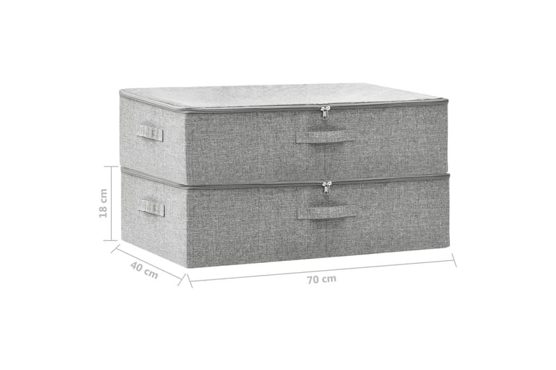 Oppbevaringsbokser 2 stk stoff 70x40x18 cm grå - Grå - Oppbevaringskasse