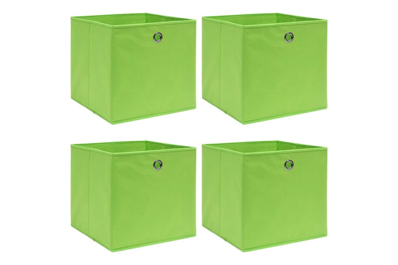 Oppbevaringsbokser 4 stk grønn 32x32x32 cm stoff - Oppbevaringskasse