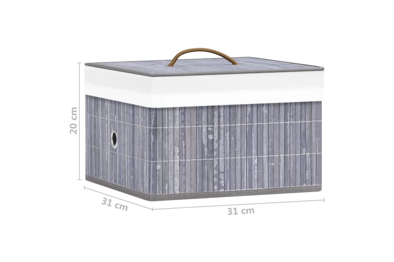 Oppbevaringsbokser bambus 4 stk grå - Grå - Oppbevaringskasse