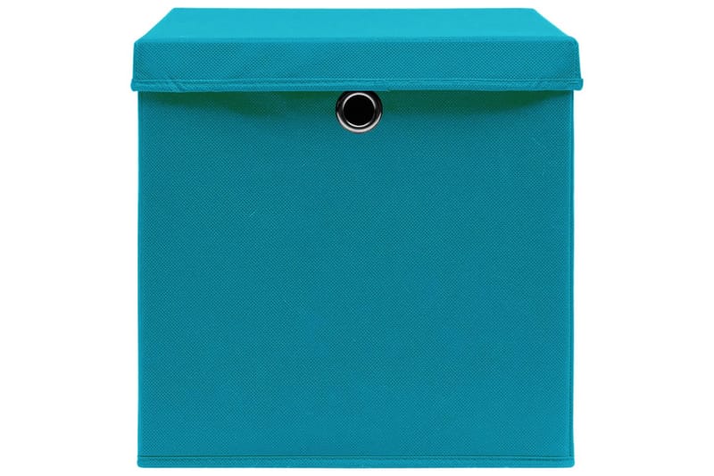 Oppbevaringsbokser med deksler 10 stk 28x28x28 cm babyblå - Blå - Oppbevaringskasse