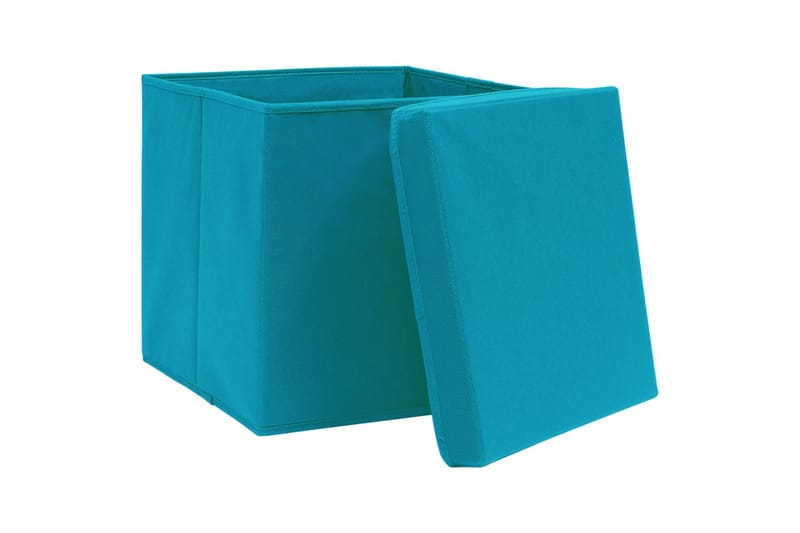 Oppbevaringsbokser med deksler 10 stk 28x28x28 cm babyblå - Blå - Oppbevaringskasse