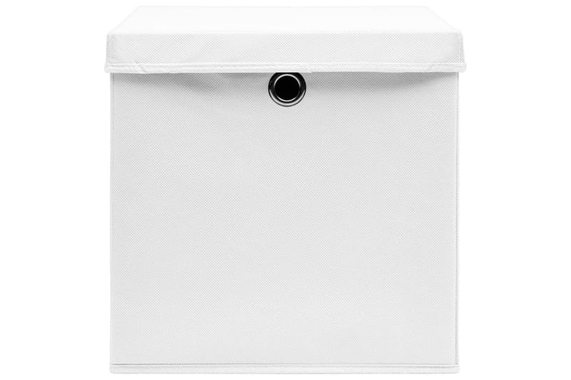 Oppbevaringsbokser med deksler 10 stk 28x28x28 cm hvit - Hvit - Oppbevaringskasse