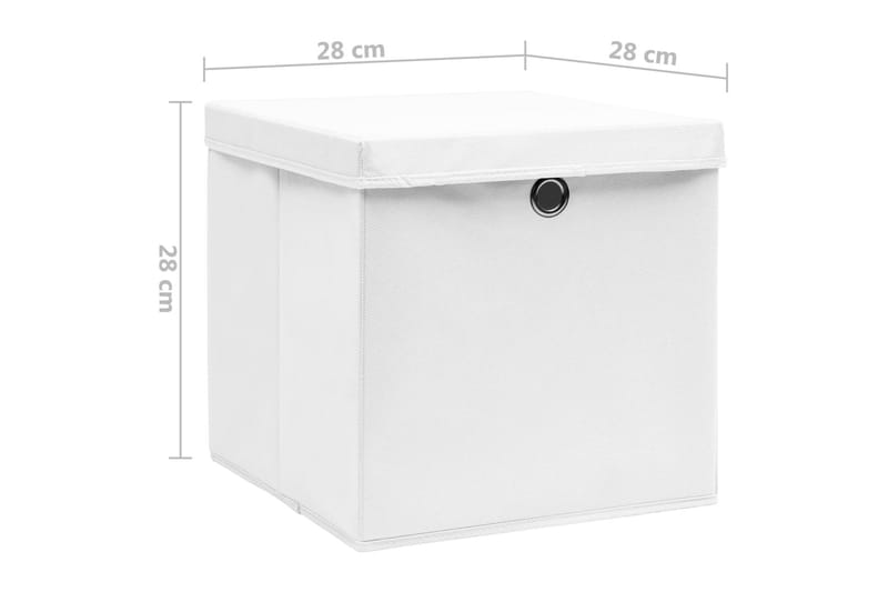 Oppbevaringsbokser med deksler 10 stk 28x28x28 cm hvit - Hvit - Oppbevaringskasse