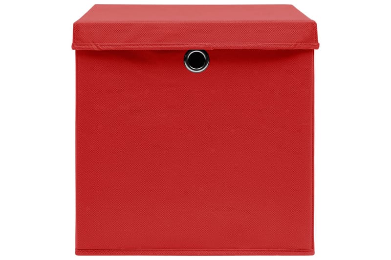 Oppbevaringsbokser med lokk 10 stk rød 32x32x32 cm stoff - Oppbevaringskasse