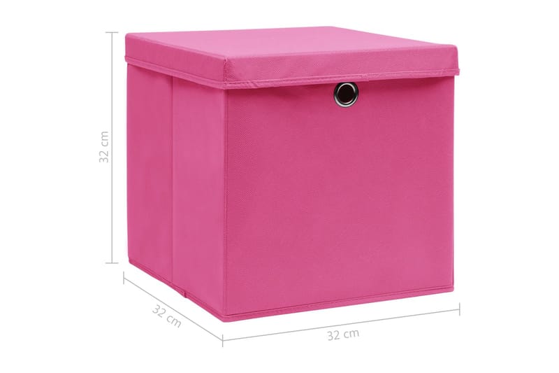 Oppbevaringsbokser med lokk 10 stk rosa 32x32x32 cm stoff - Oppbevaringskasse