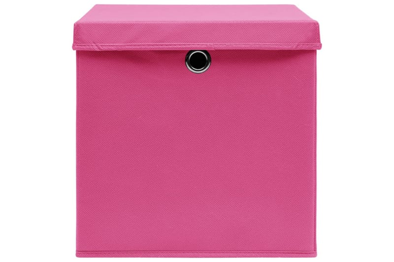 Oppbevaringsbokser med lokk 4 stk rosa 32x32x32 cm stoff - Oppbevaringskasse