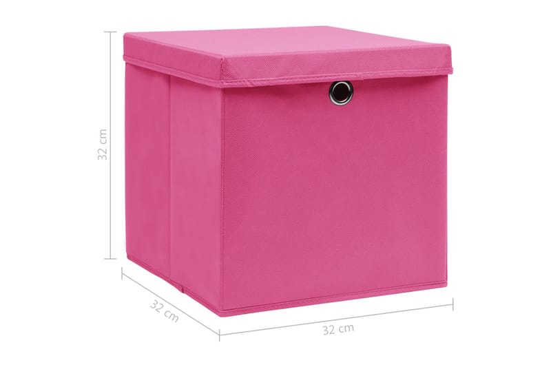 Oppbevaringsbokser med lokk 4 stk rosa 32x32x32 cm stoff - Oppbevaringskasse