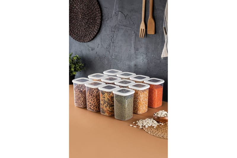 Oppbevaringsbokssett (12 deler) Harrowen Hvit - Hvit - Oppbevaring - Oppbevaring til småting - Oppbevaringskasse - Plastkurv & plastboks