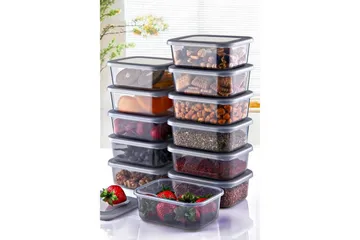 Oppbevaringsbokssett (12 deler) Ornel Antrasitt - Antrasitt - Oppbevaring - Oppbevaring til småting - Oppbevaringskasse - Plastkurv & plastboks