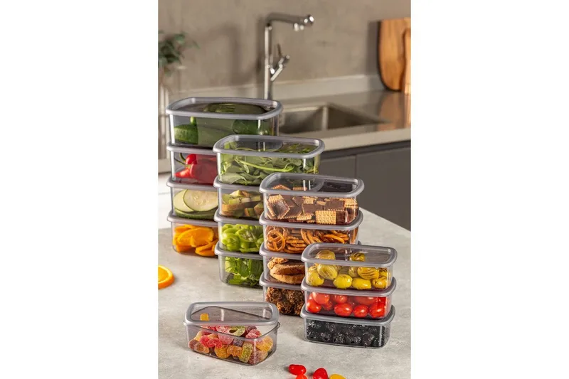 Oppbevaringsbokssett (16 deler) Rasalas16 Antrasitt - Antrasitt - Oppbevaring - Oppbevaring til småting - Oppbevaringskasse - Plastkurv & plastboks